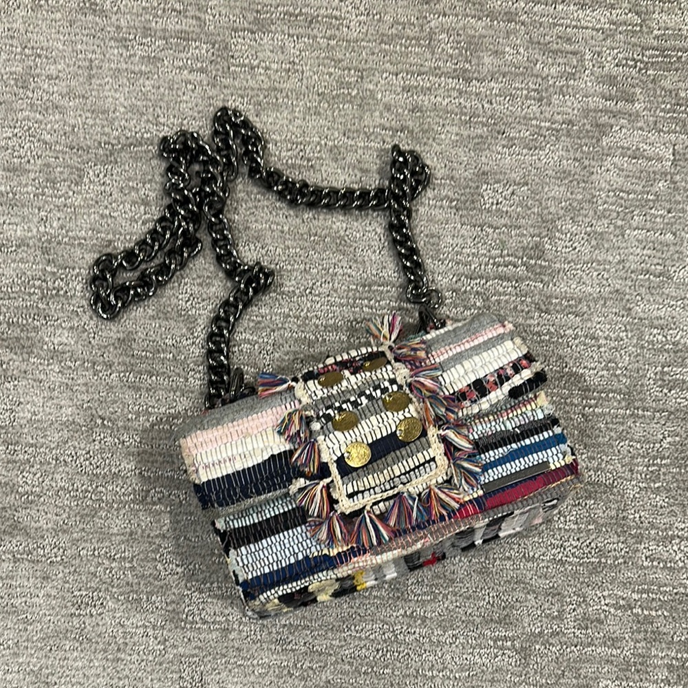 Chic Multicolor Woven Chain Bag